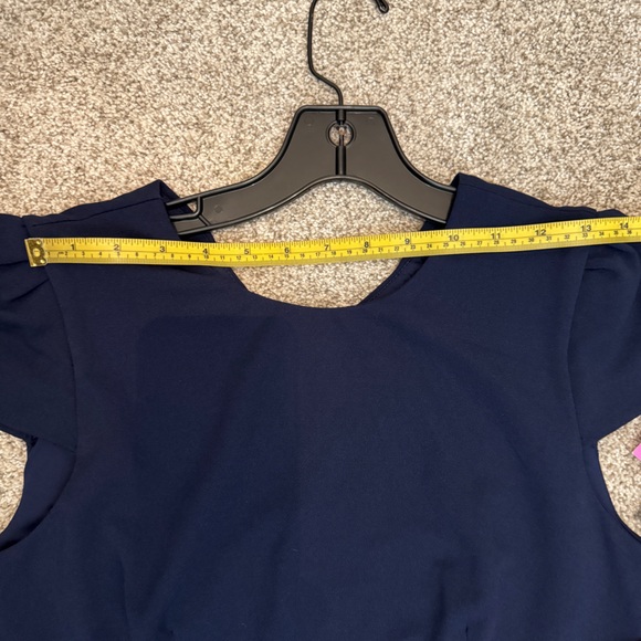 New Betsey Johnson Navy Stretch Ruffle Sheath Pencil Midi Dress Size 6 NWT - Picture 14 of 14